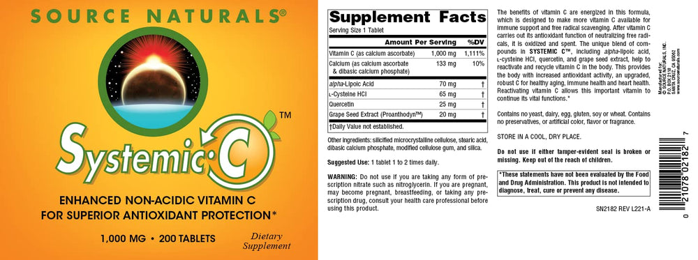 Source Naturals Systemic C 1000mg bottle resting on a desk for everyday routine
