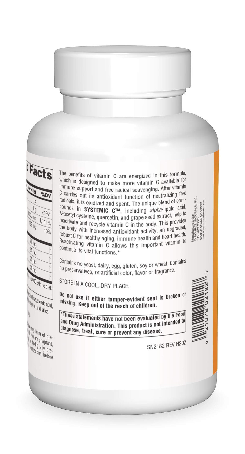 Source Naturals Systemic C 1000mg bottle with tablets for daily use