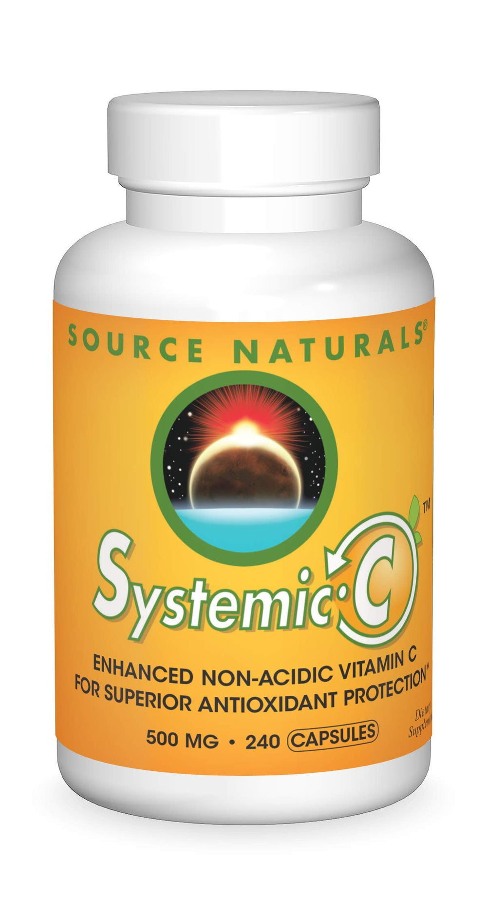 Source Naturals Systemic C 500mg bottle front, suggesting daily immune support