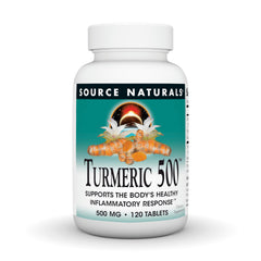 Source Naturals Turmeric 500 bottle front shows 500 mg per tablet for daily use