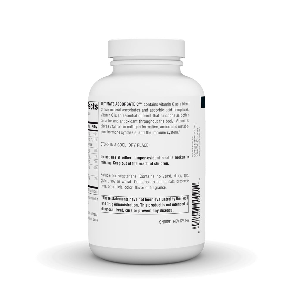Source Naturals Ultimate Ascorbate C glass with dissolved powder ready to drink