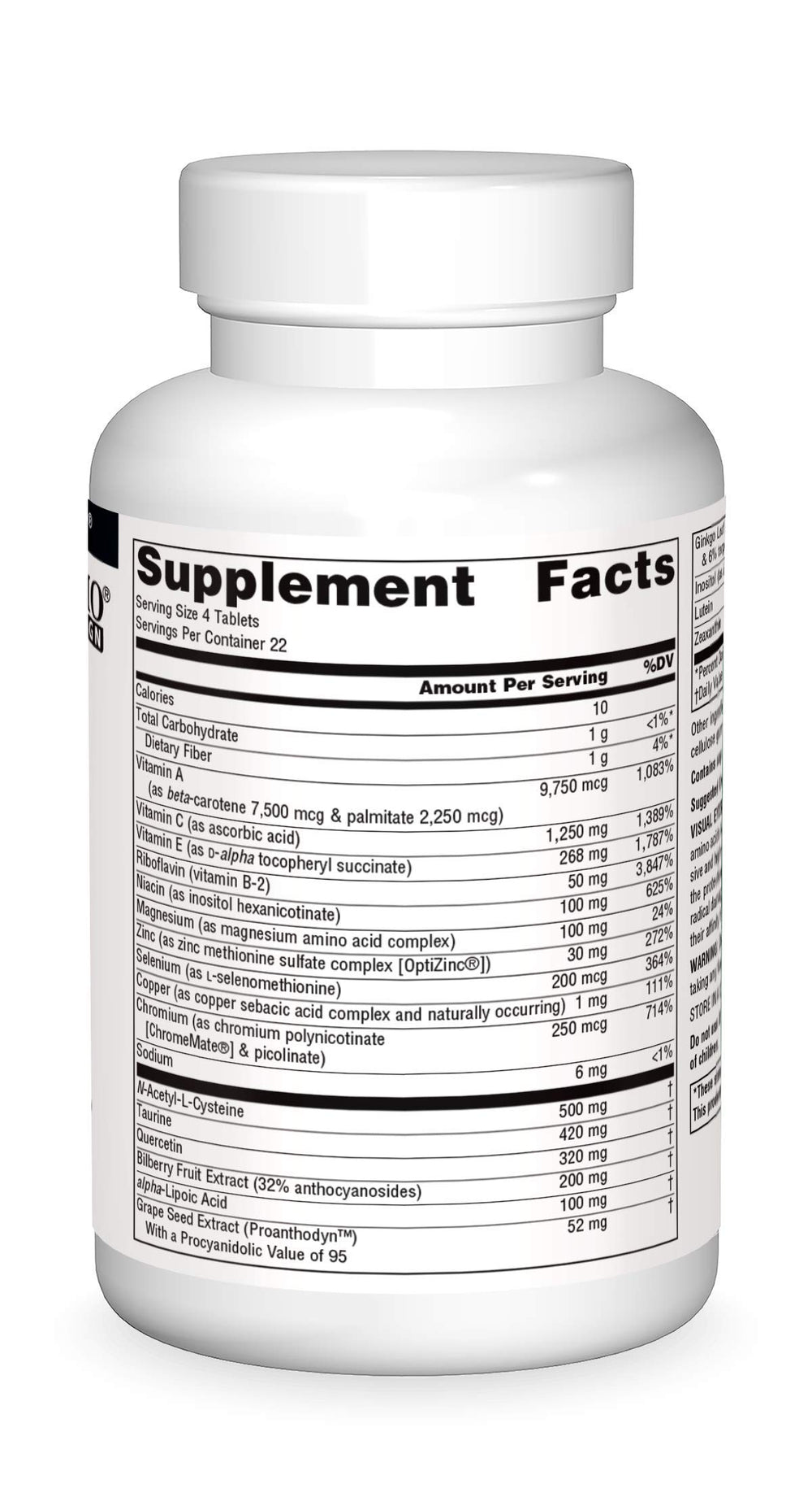 Source Naturals Visual Eyes tablets closeup suggests easy daily dosing.