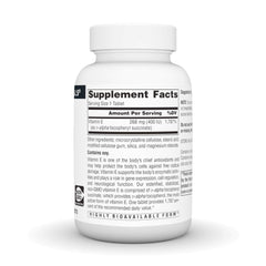 Source Naturals Vitamin E tablets with dosage guidance for daily wellness