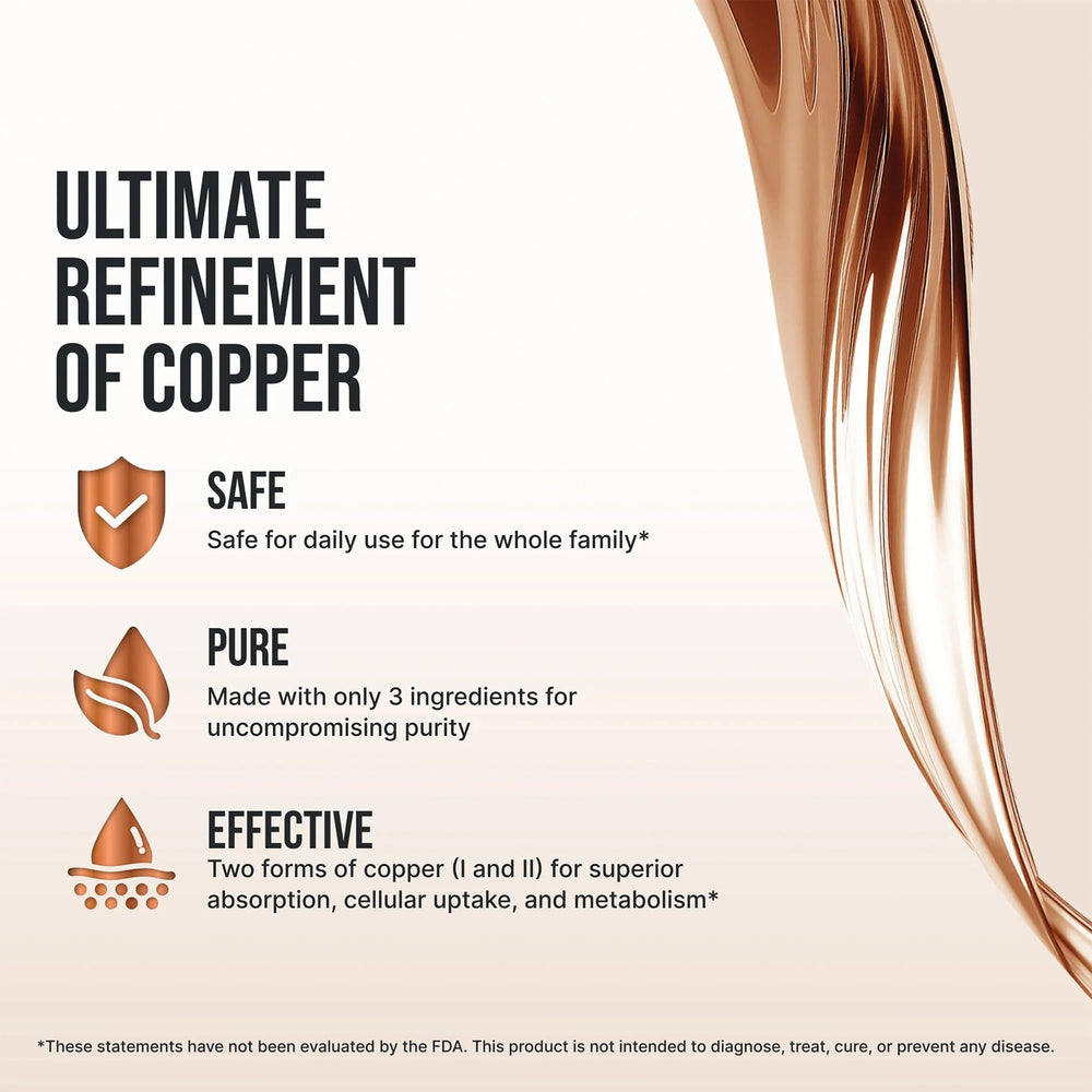 Sovereign Copper Hydrosol label closeup shows copper-silver blend for hair, skin, nails.