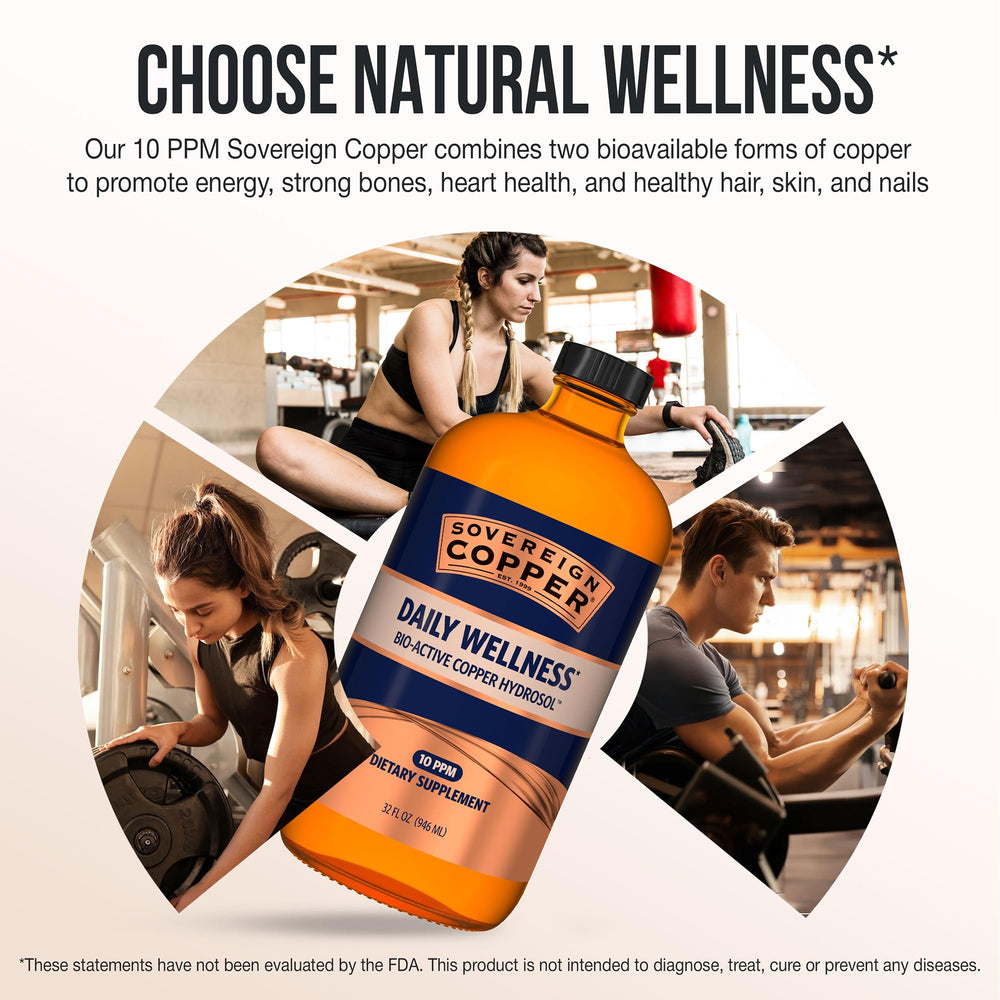 Sovereign Copper Hydrosol with silver hydrosol noted for hair and skin care benefits.
