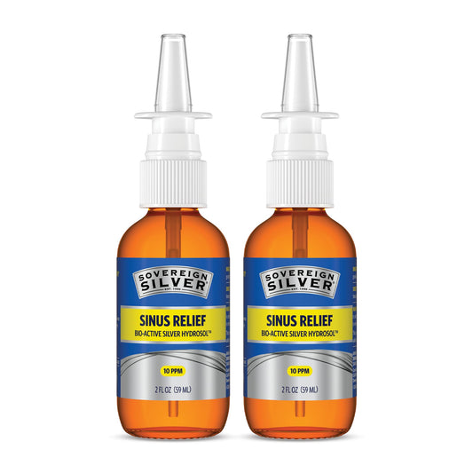 Sovereign Silver bottle front view shows the 10ppm colloidal formula for daily use.