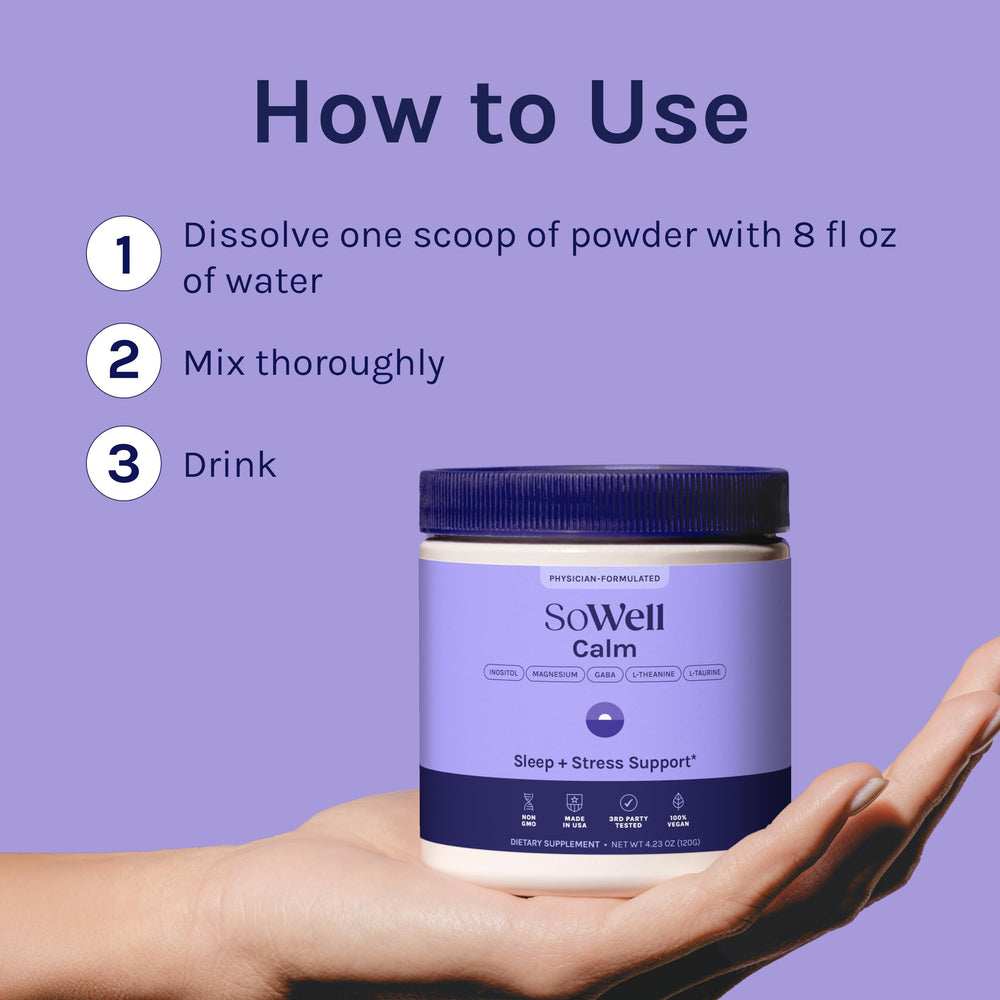 Serving scene with glass and powder for everyday calm routines