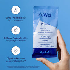 SoWell GLP-1 Protein Vanilla digestive enzymes pack for gut comfort