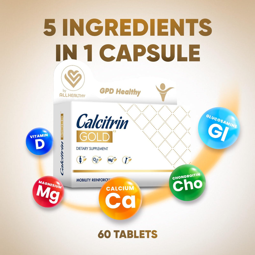 Calcitrin Gold tablets-closeup showing easy-to-swallow pills for daily use