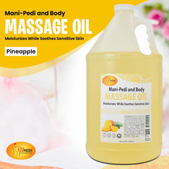 SPA REDI Pineapple Massage Oil label closeup highlighting premium ingredients.