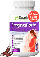 Spark Nutrition Pregnaforte bottle on shelf for easy one-a-day prenatal use