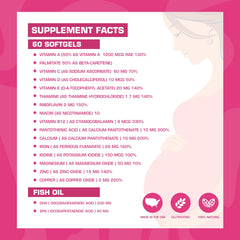 Ingredients chart for Pregnaforte prenatal vitamin details