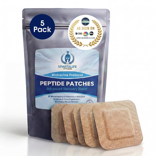 SpartaLife peptide-recovery-patch-pack showing a 5-pack for post-workout recovery support.