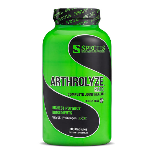 Species Nutrition Arthrolyze bottle front view illustrating a joint support formula.