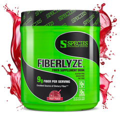 Species Nutrition Fiberlyze bottle with pour demonstrates convenient daily fiber support.