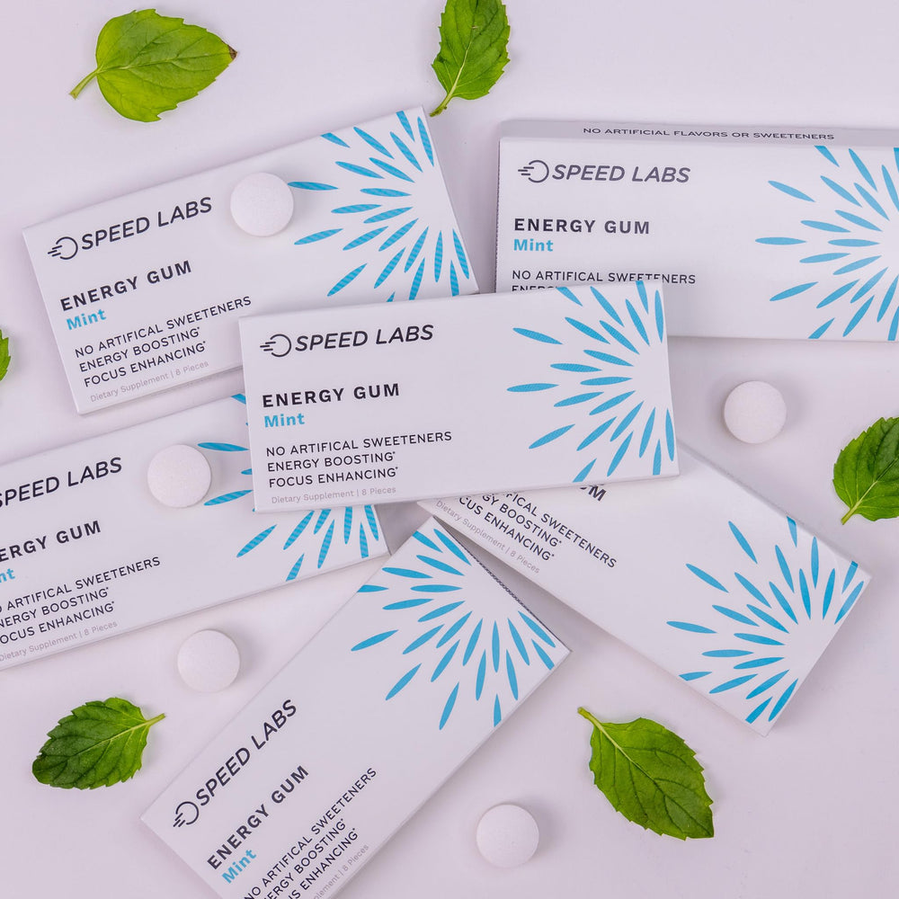 Speed Labs energy gum for meetings and workouts.