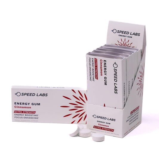 Speed Labs Cinnamon Extra Strength pack front shows quick on the go energy.