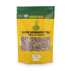 SpeedyVite Liver Detox Tea bottle pour promoting a calming daily ritual