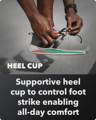 Spenco Rx deep heel cup stabilizes foot strike for confident steps.