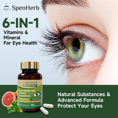 SpenHerb Eye Vitamin ingredients table lists essential eye nutrients.