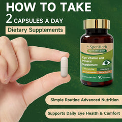 SpenHerb Eye Vitamin lifestyle image suggesting nighttime use and screen relief.