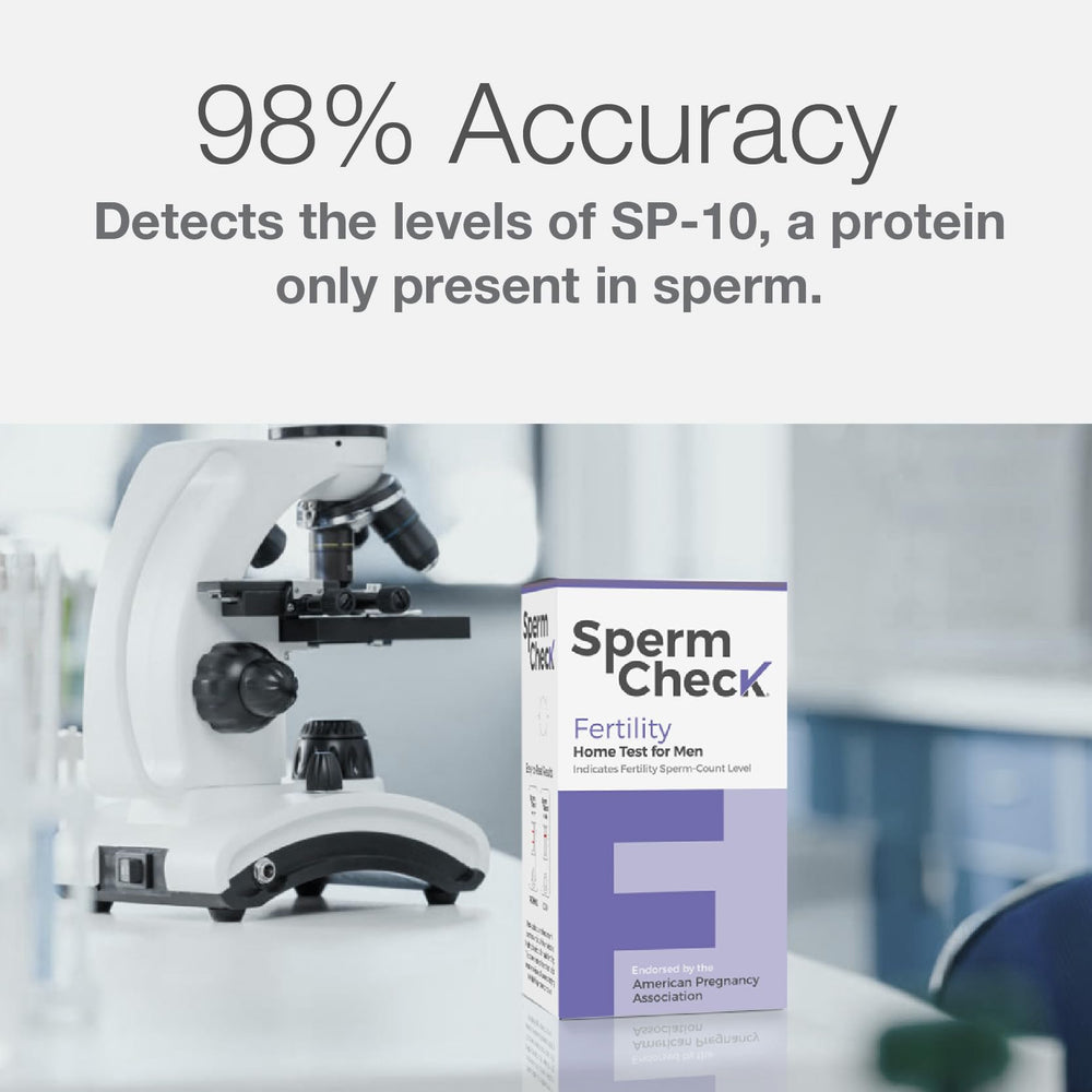 SpermCheck instruction card beside packaging for quick setup.