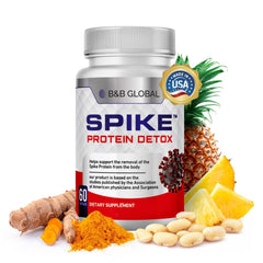 Spike Protein Detox capsules bottle displays 60-count daily wellness.