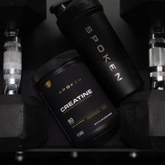 Spoken Creatine Monohydrate scoop demonstrates convenient daily dosage.