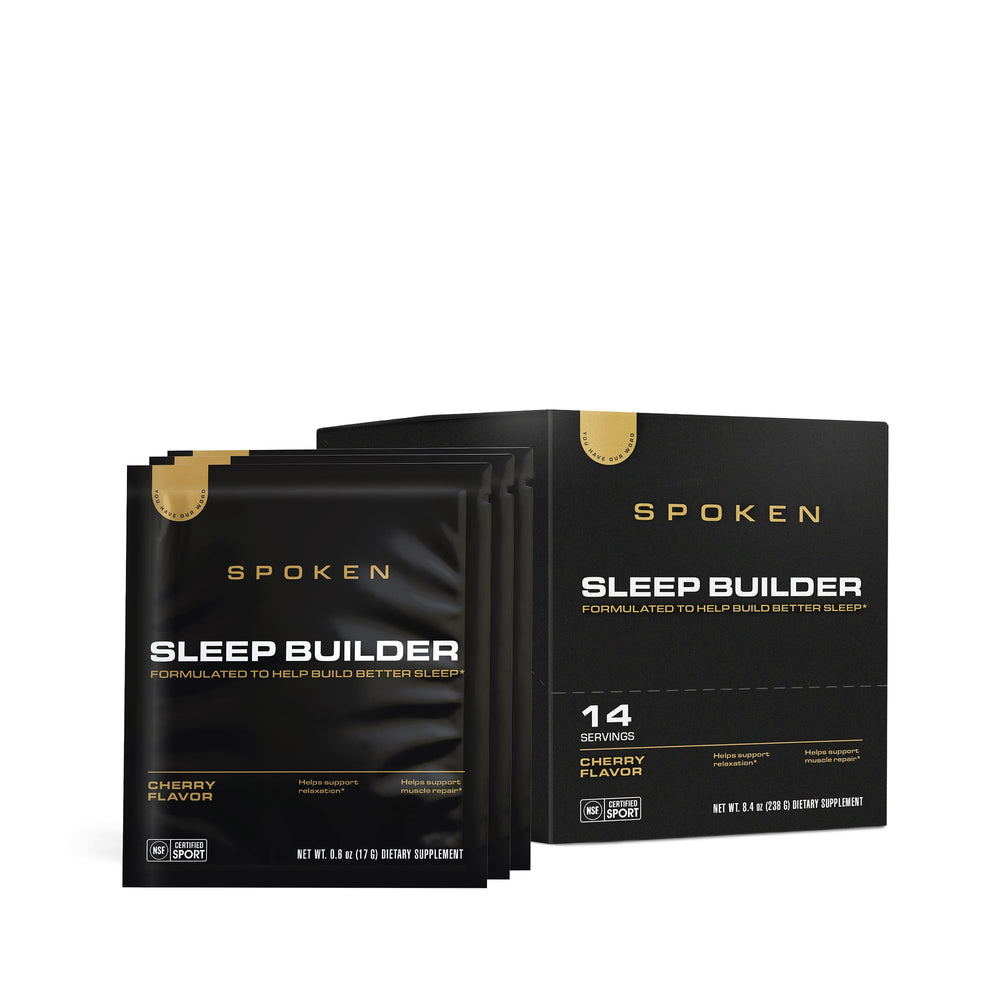 Spoken Nutrition Sleep Builder pack shot for nightly relaxation.