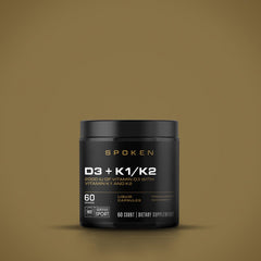 Spoken Vitamin D3 with K1 and K2 softgel pour showing easy daily intake for joints