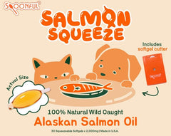 Spoonful Salmon Squeeze cutter tool enabling mess-free oil dosing.