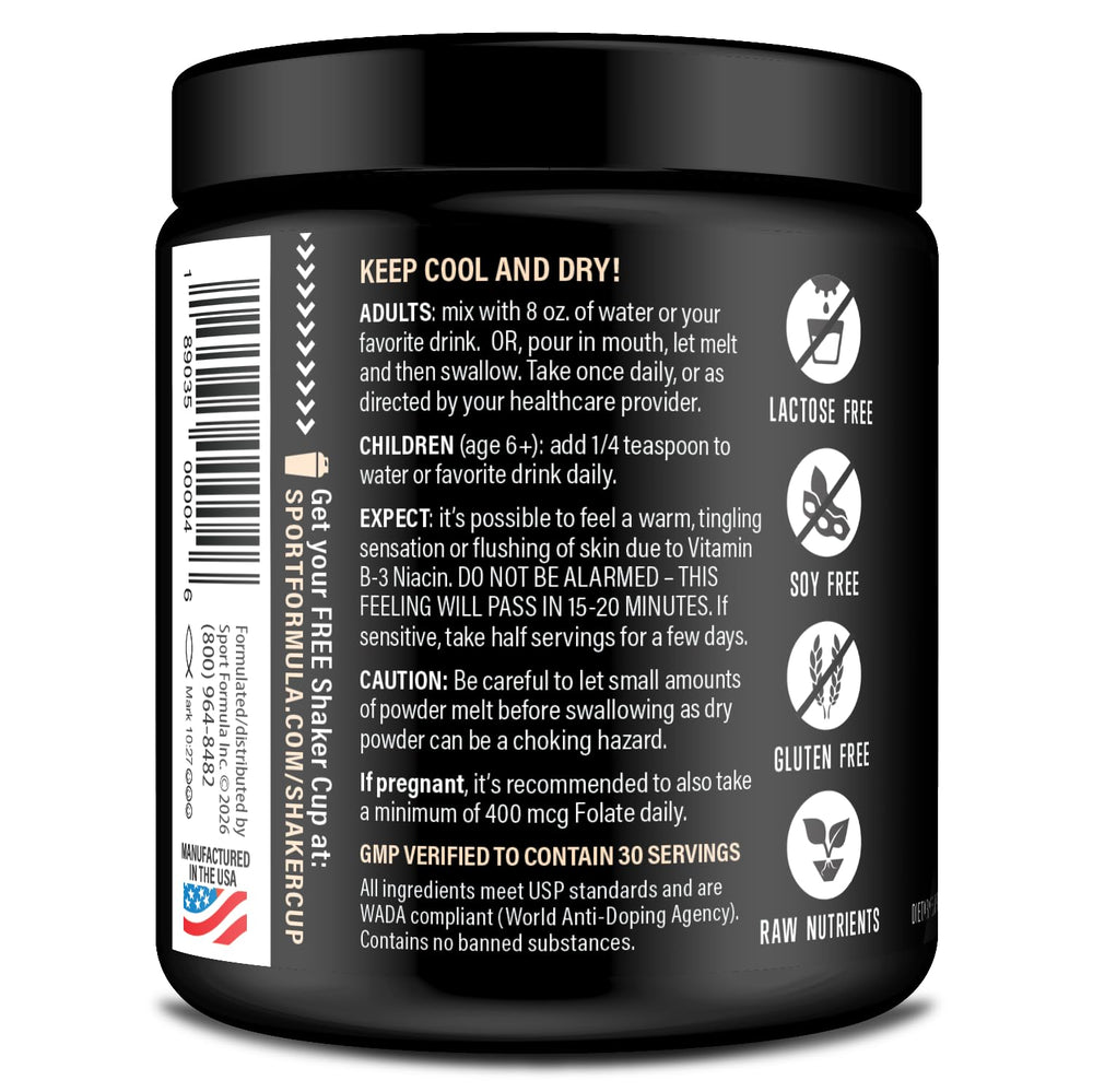 Sport Formula 99 raw vitamins activation concept image implies fast absorption