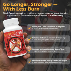 SPORTLEGS NSF-certified sport label on bottle, signaling trusted safety for competitive athletes.