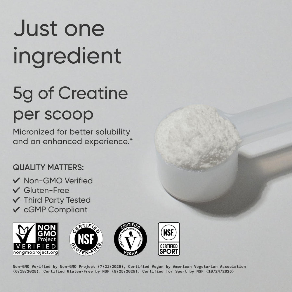 Sports Research Creapure scoop showing easy daily dosing for workouts.