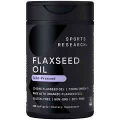 Sports Research flaxseed oil softgels bottle with 1242mg capsules for daily omega support