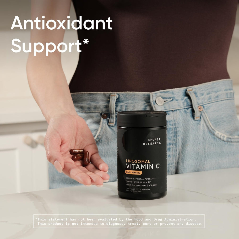 Sports Research Liposomal Vitamin C packaging—eco-friendly label details.