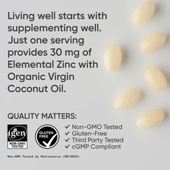 Sports Research zinc picolinate packaging notes non-GMO and gluten-free quality.