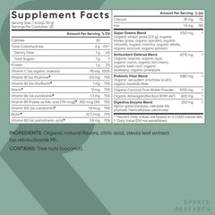Sports Research Organic Greens spirulina-chlorella blend highlights nutrient-dense greens for vitality.