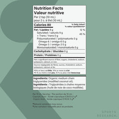 Sports Research Organic MCT Oil from coconut origin supports clean fuel for workouts
