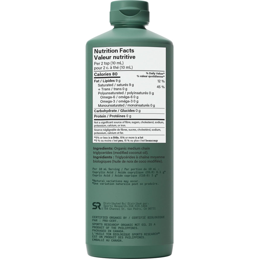 Sports Research Organic MCT Oil flavorless blends into drinks without taste change