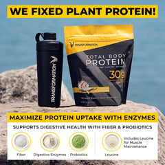 SPR BODY Transformation Protein Super Blend tub lid with supplement facts