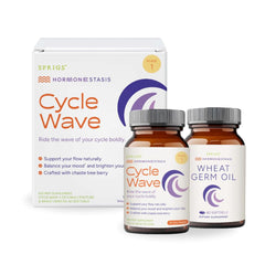 SPRIGS Cycle Wave capsules closeup highlighting herbal blend and mood support.