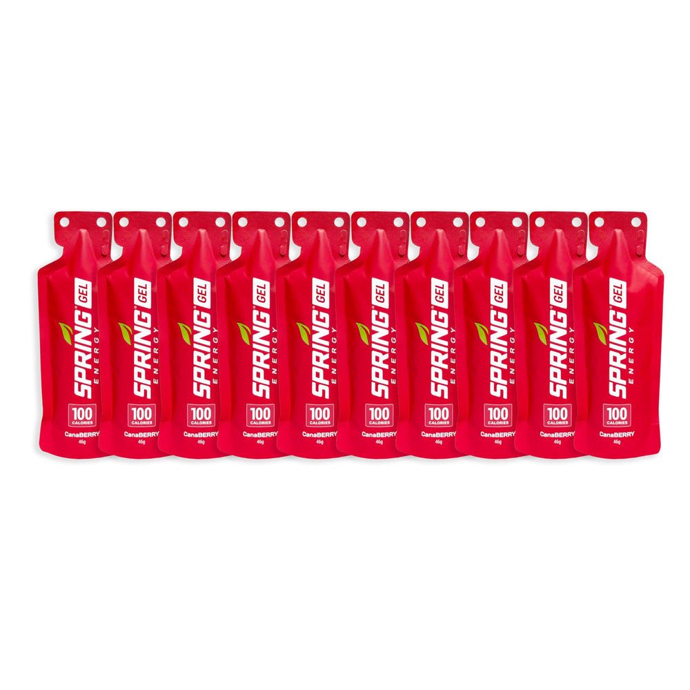 Spring Canaberry energy gel bottle with strawberry flavor for on the go fueling