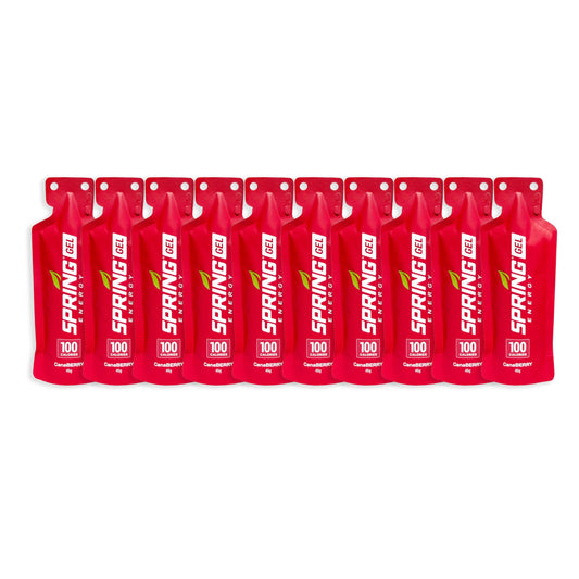 Spring Canaberry energy gel bottle with strawberry flavor for on the go fueling