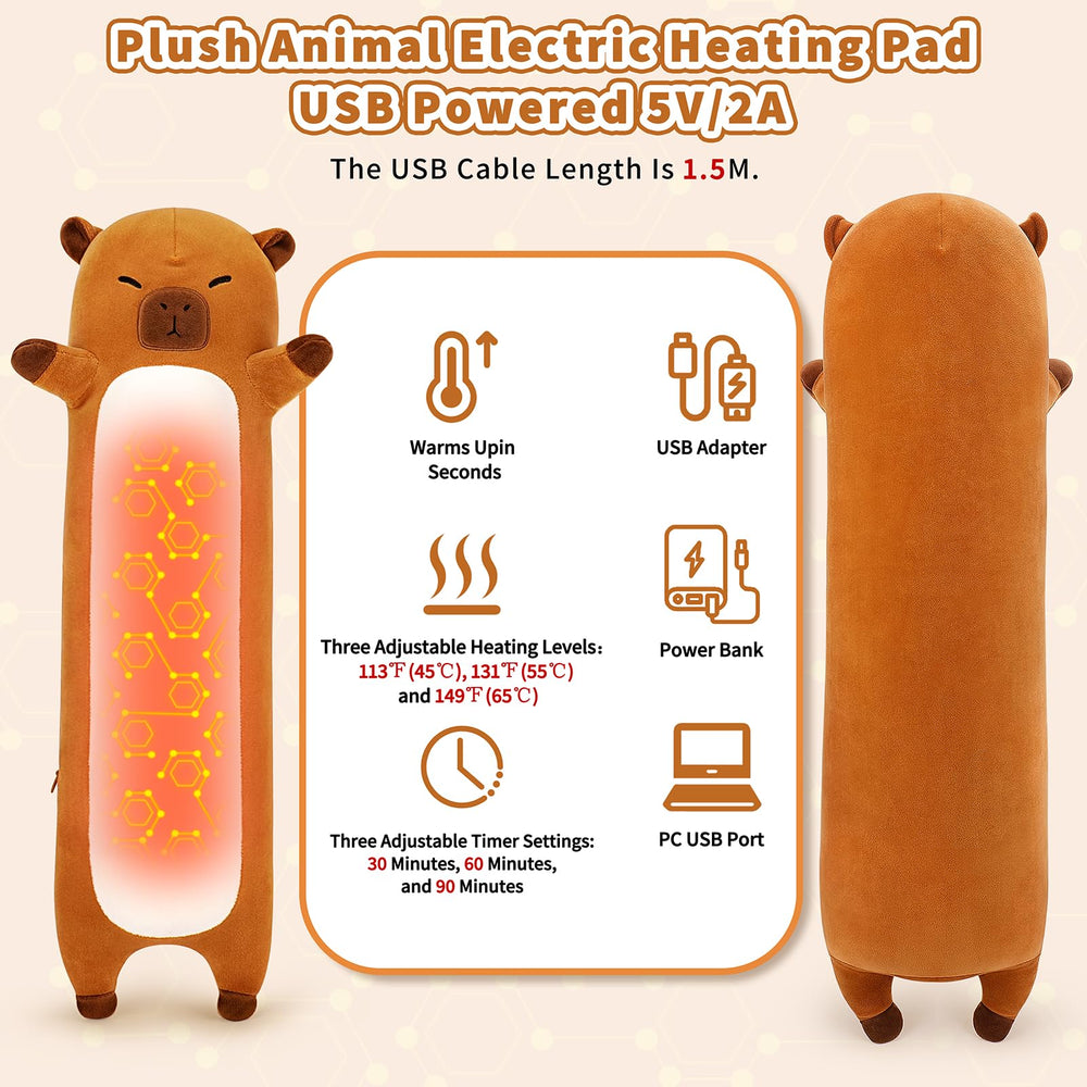 Capybara heating belly contains element for targeted warmth.