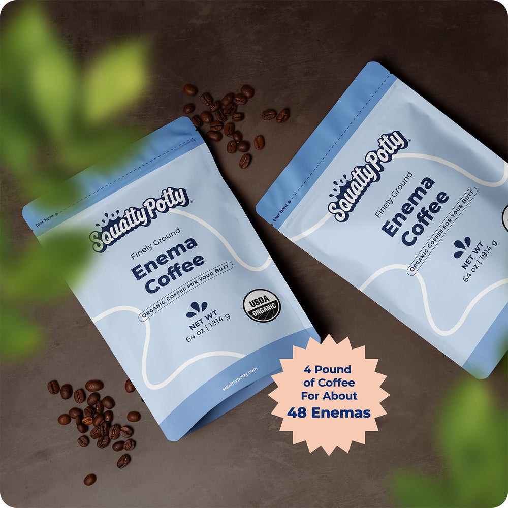 Squatty Potty Enema Coffee ground form ready for enema kits.