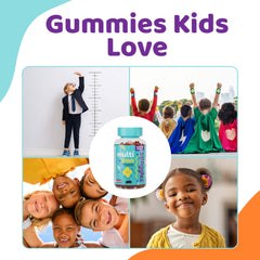 Child taking Squiggles gummy vitamins during snack time