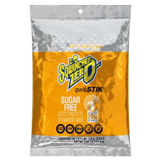 Sqwincher Zero Qwik Stik Orange packaging for on-the-go hydration