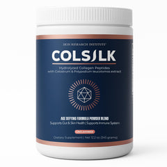 SRILabs ColSilk bottle closeup for hydrated skin and glow