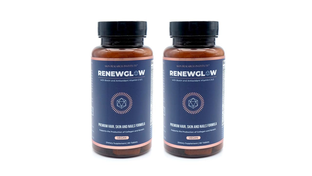 SRILabs Renewglow bottle front for hair growth support.